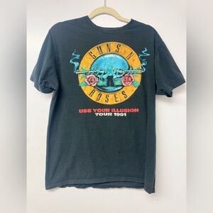 Guns N Roses Use Your Illusion 1991 Tour Graphic T-Shirt Black Bravado Large